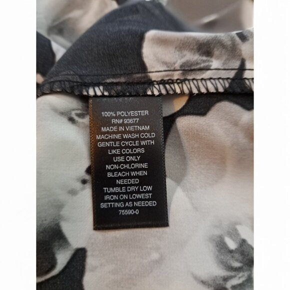 Worthington Satin Black & White Orchids 4 Long sleeve Blouse Petite XXL - Picture 15 of 16